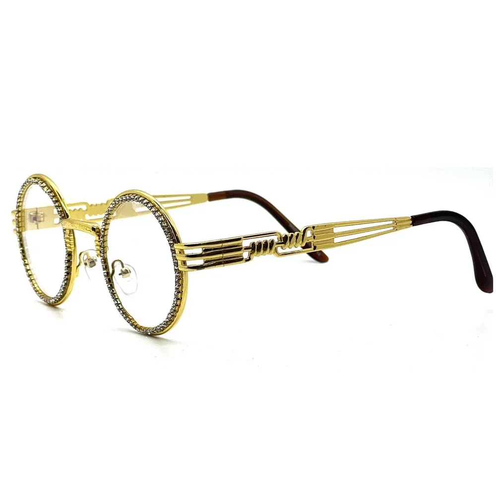 Designer Eyewear Sunglasses dazzling Clear Circle Hip Hop Cholo Street Jewel New